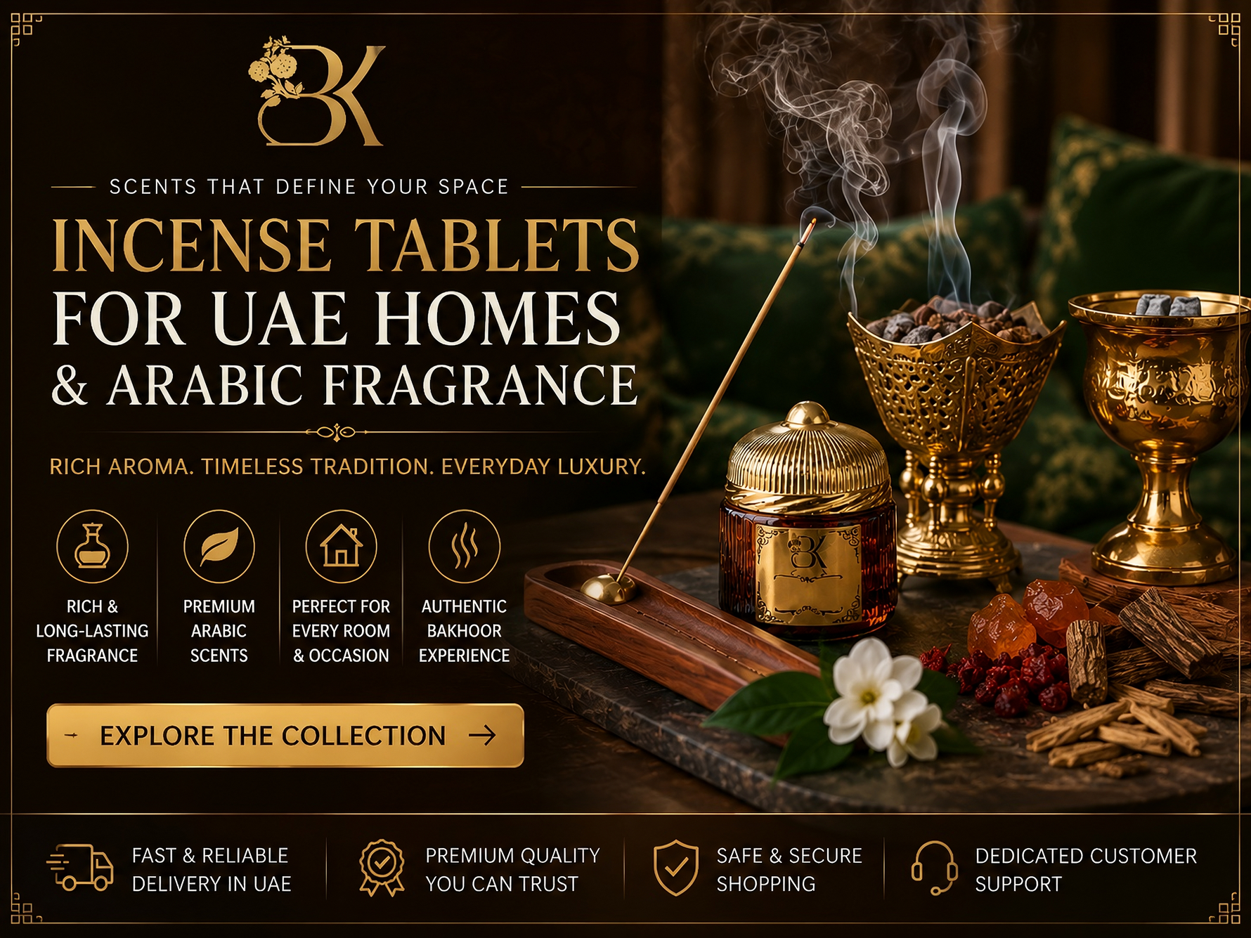 Incense tablets for Arabic home fragrance collection in a modern UAE living room