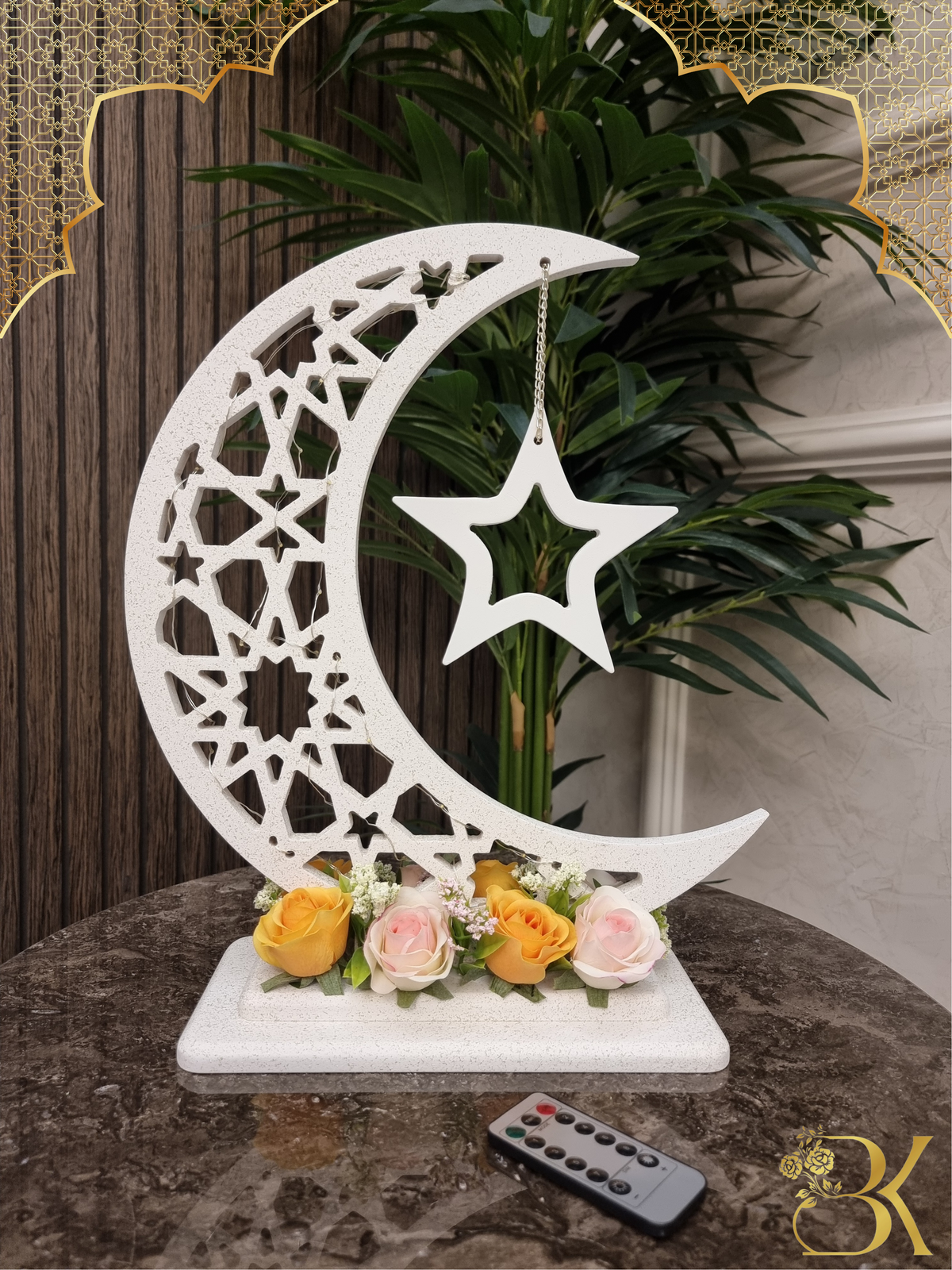 هلال رمضان صناعة يدوية من الخشب - 40 سم