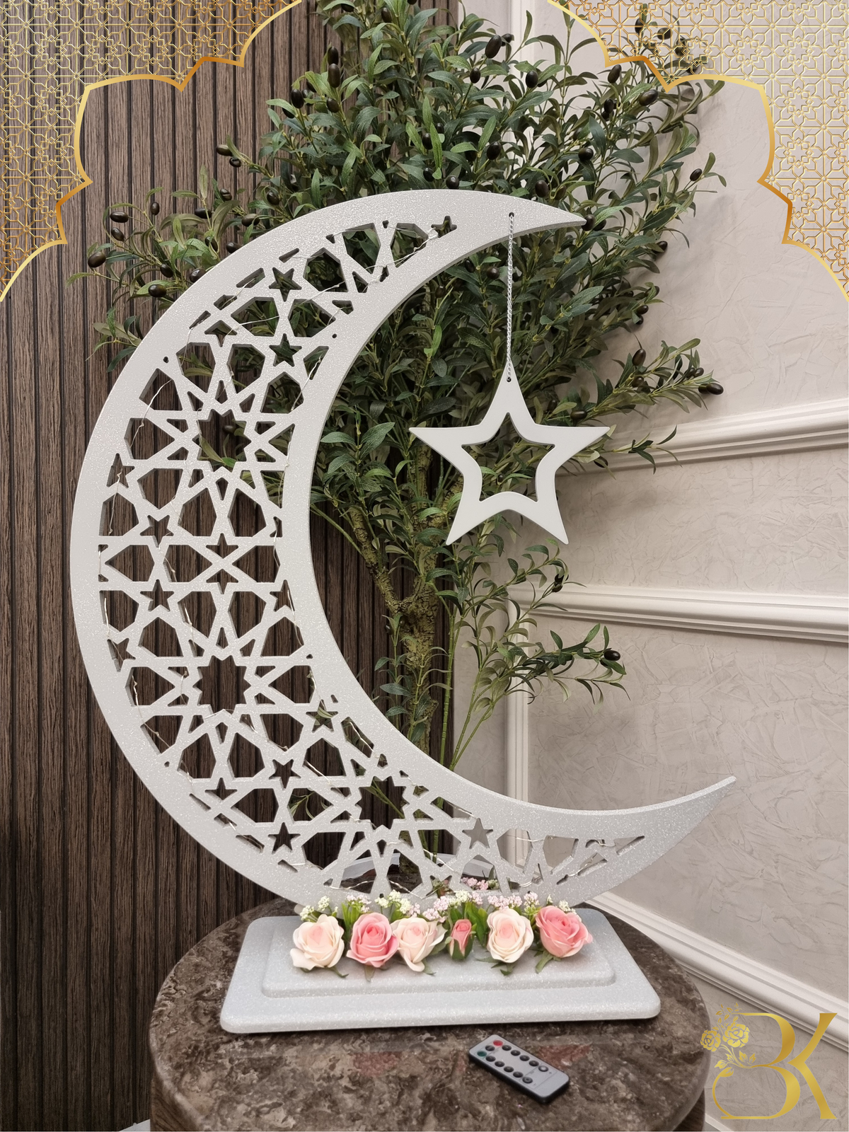 هلال رمضان صناعة يدوية من الخشب - 80 سم