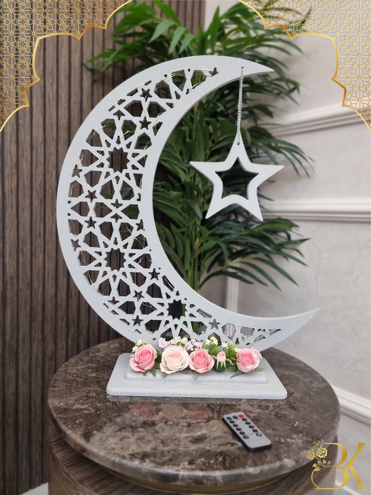 هلال رمضان صناعة يدوية من الخشب - 60 سم