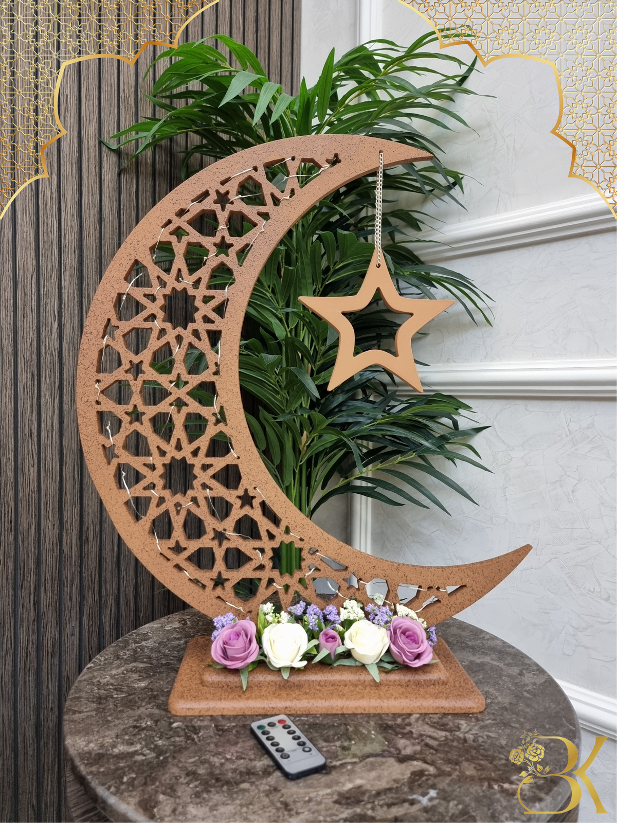 هلال رمضان صناعة يدوية من الخشب - 60 سم