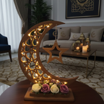  هلال رمضان صناعة يدوية من الخشب - بني
