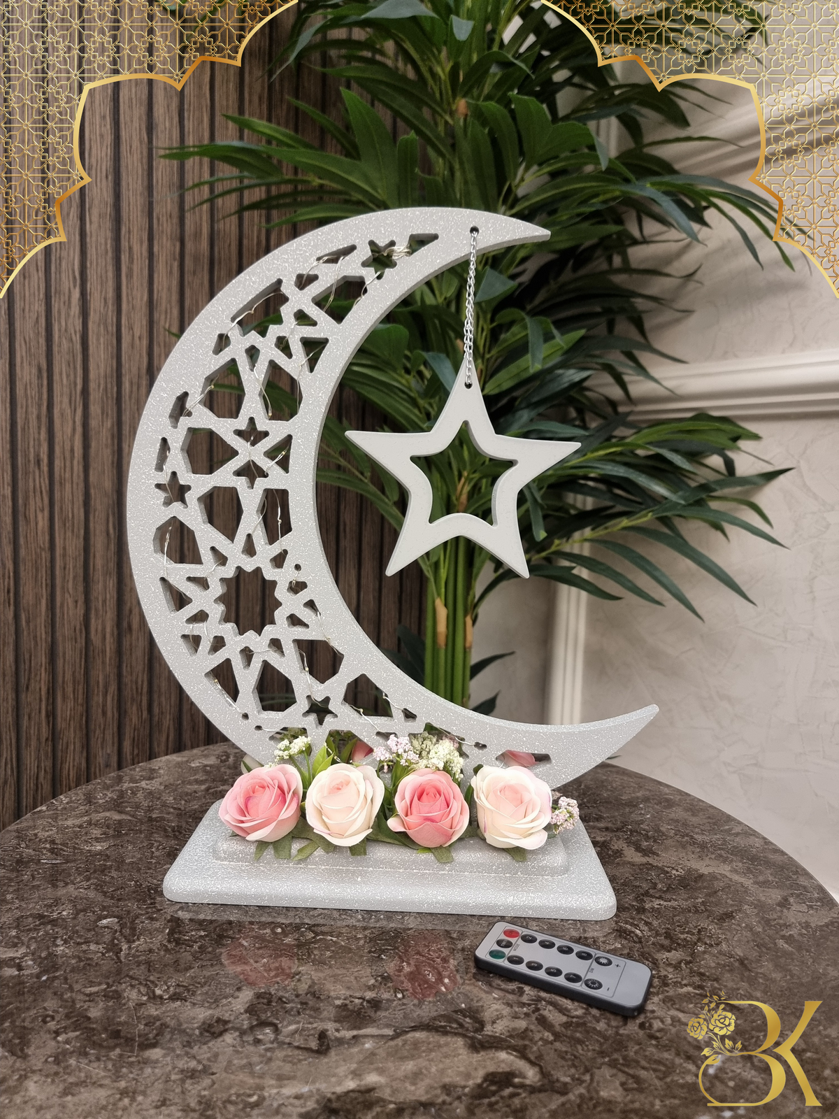 هلال رمضان صناعة يدوية من الخشب - 40 سم