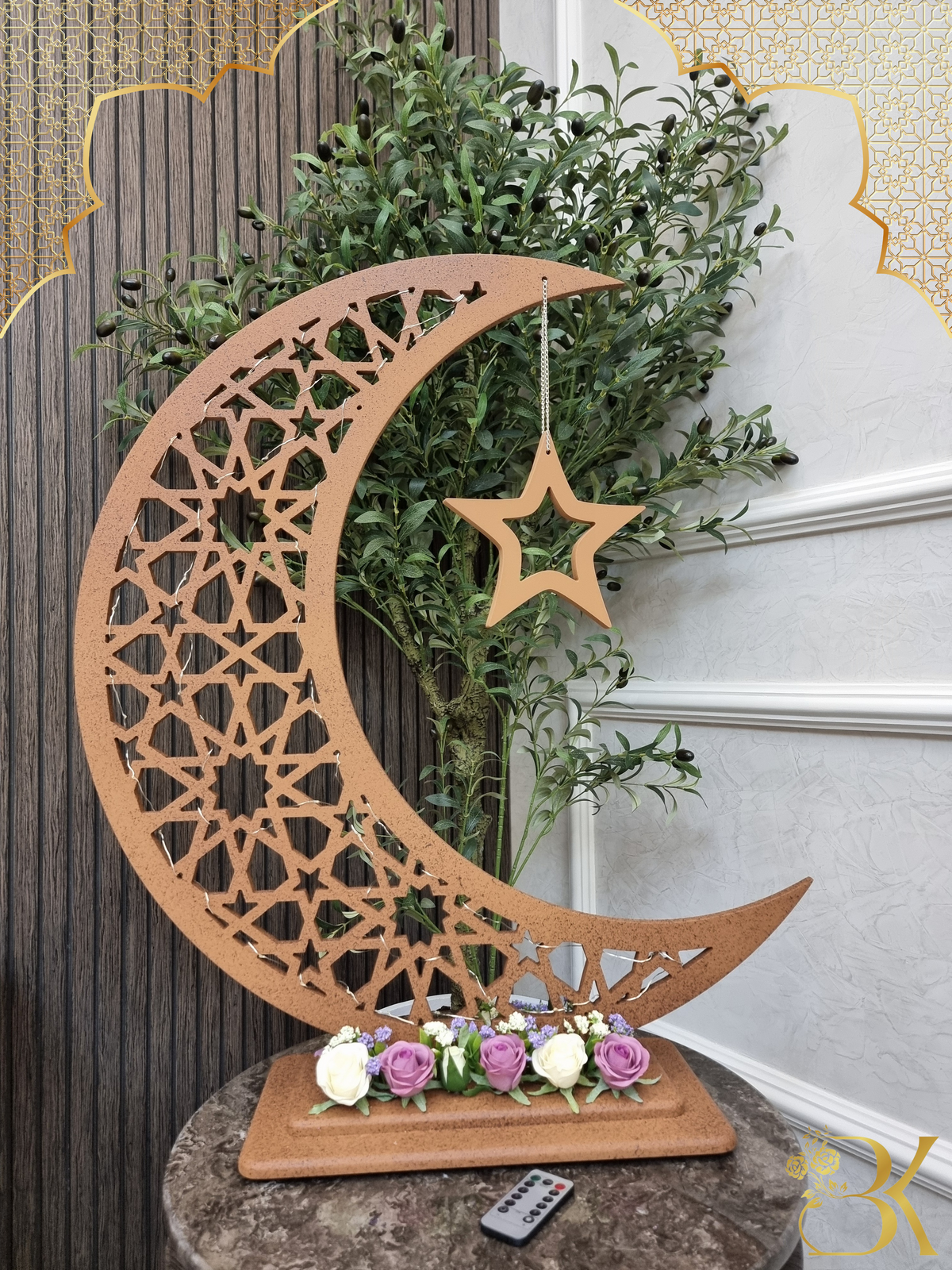 هلال رمضان صناعة يدوية من الخشب - 80 سم