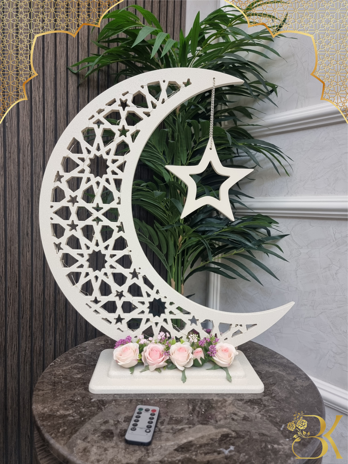 هلال رمضان صناعة يدوية من الخشب - 60 سم