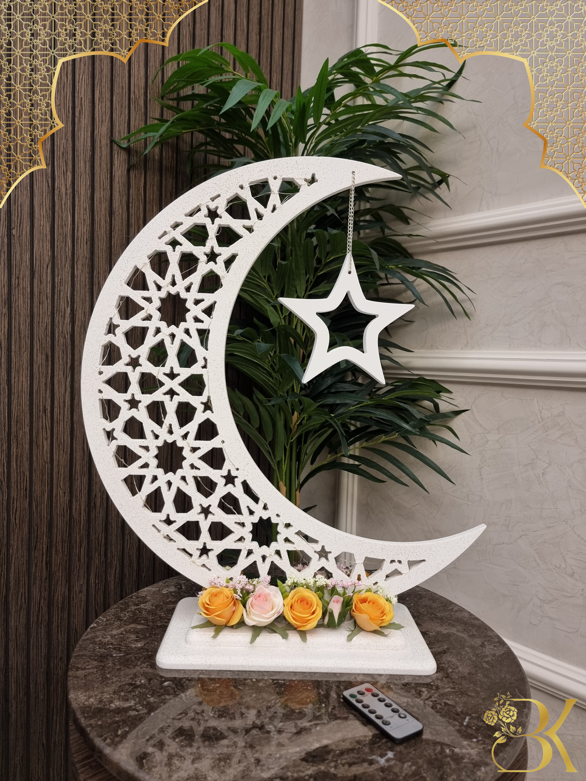 هلال رمضان صناعة يدوية من الخشب - 60 سم