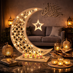  هلال رمضان صناعة يدوية من الخشب - بيج