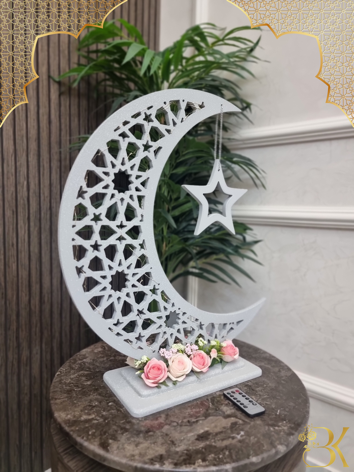 هلال رمضان صناعة يدوية من الخشب - 60 سم