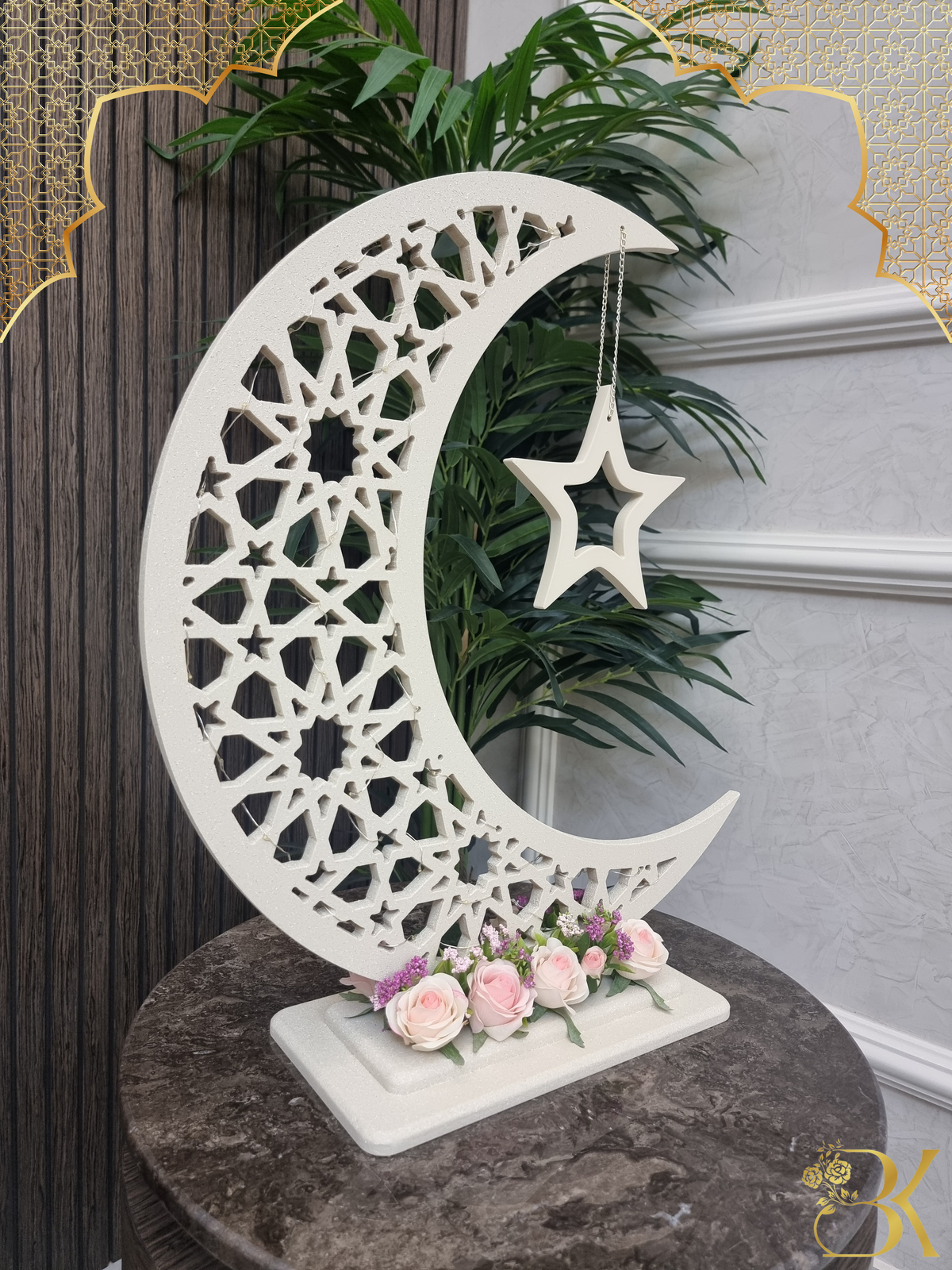 هلال رمضان صناعة يدوية من الخشب - 60 سم