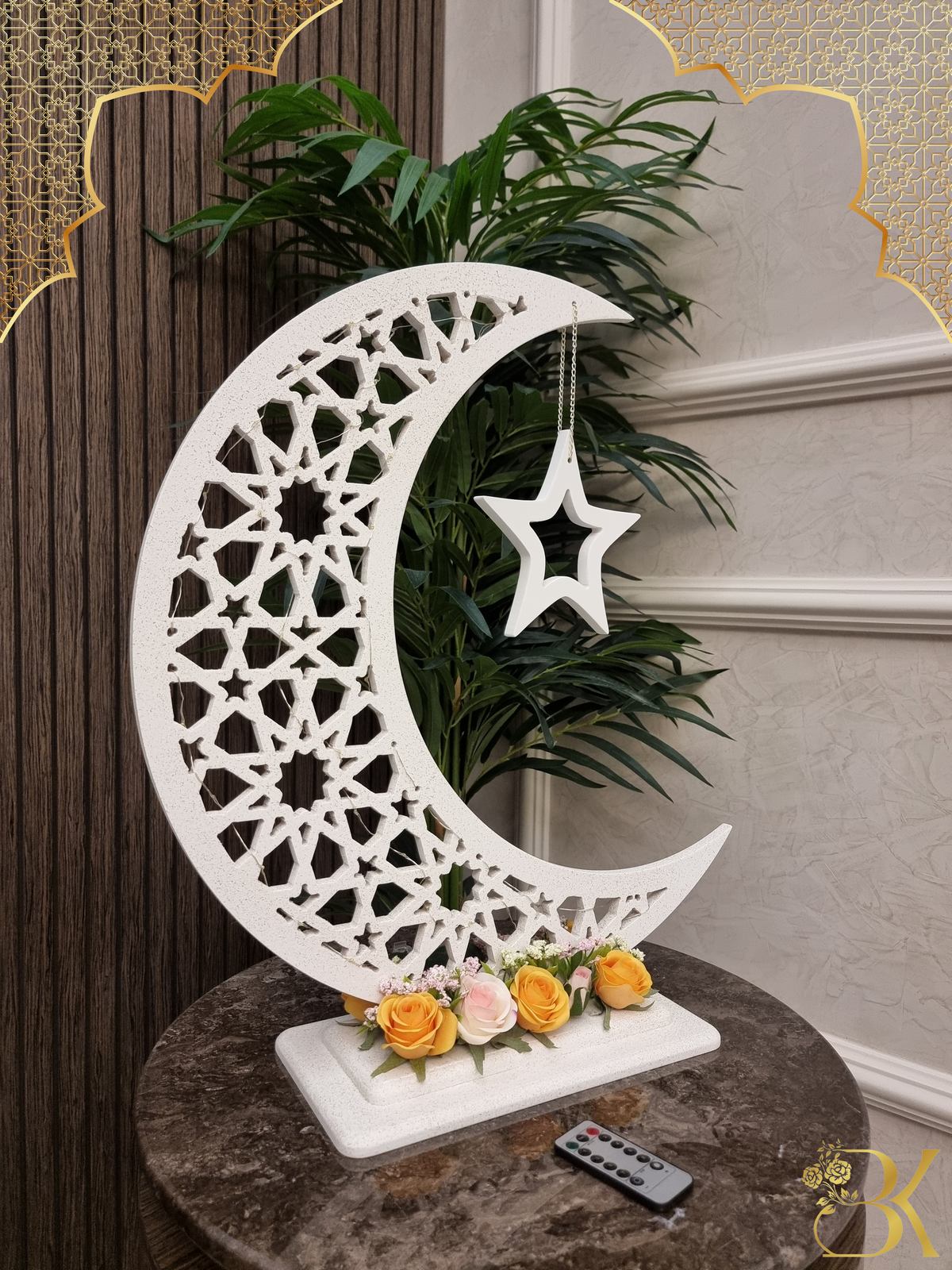 هلال رمضان صناعة يدوية من الخشب - 60 سم