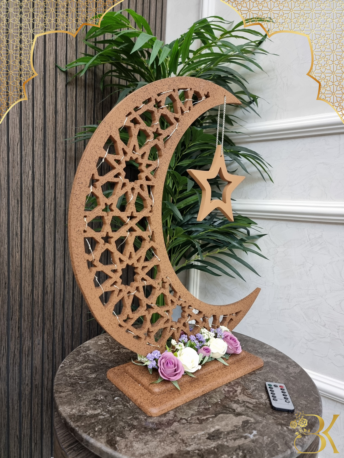 هلال رمضان صناعة يدوية من الخشب - 60 سم