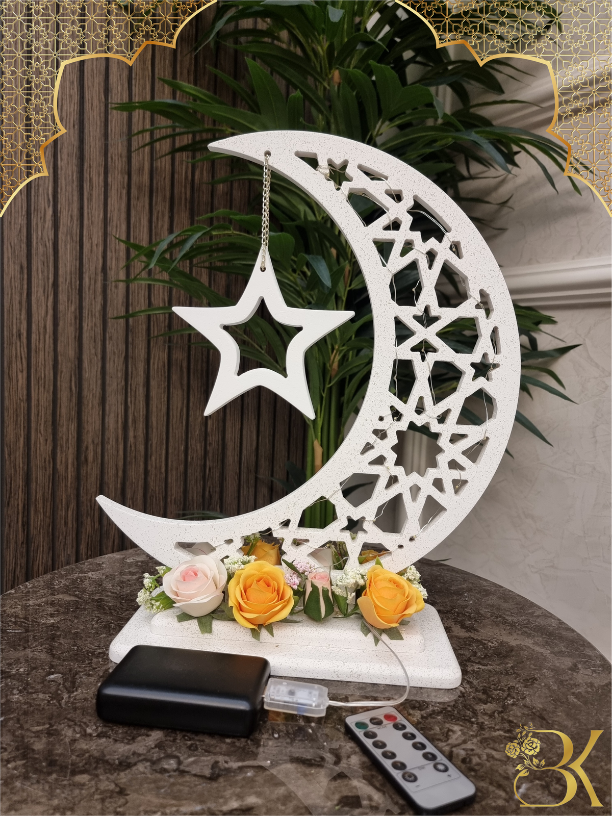 هلال رمضان صناعة يدوية من الخشب - 40 سم