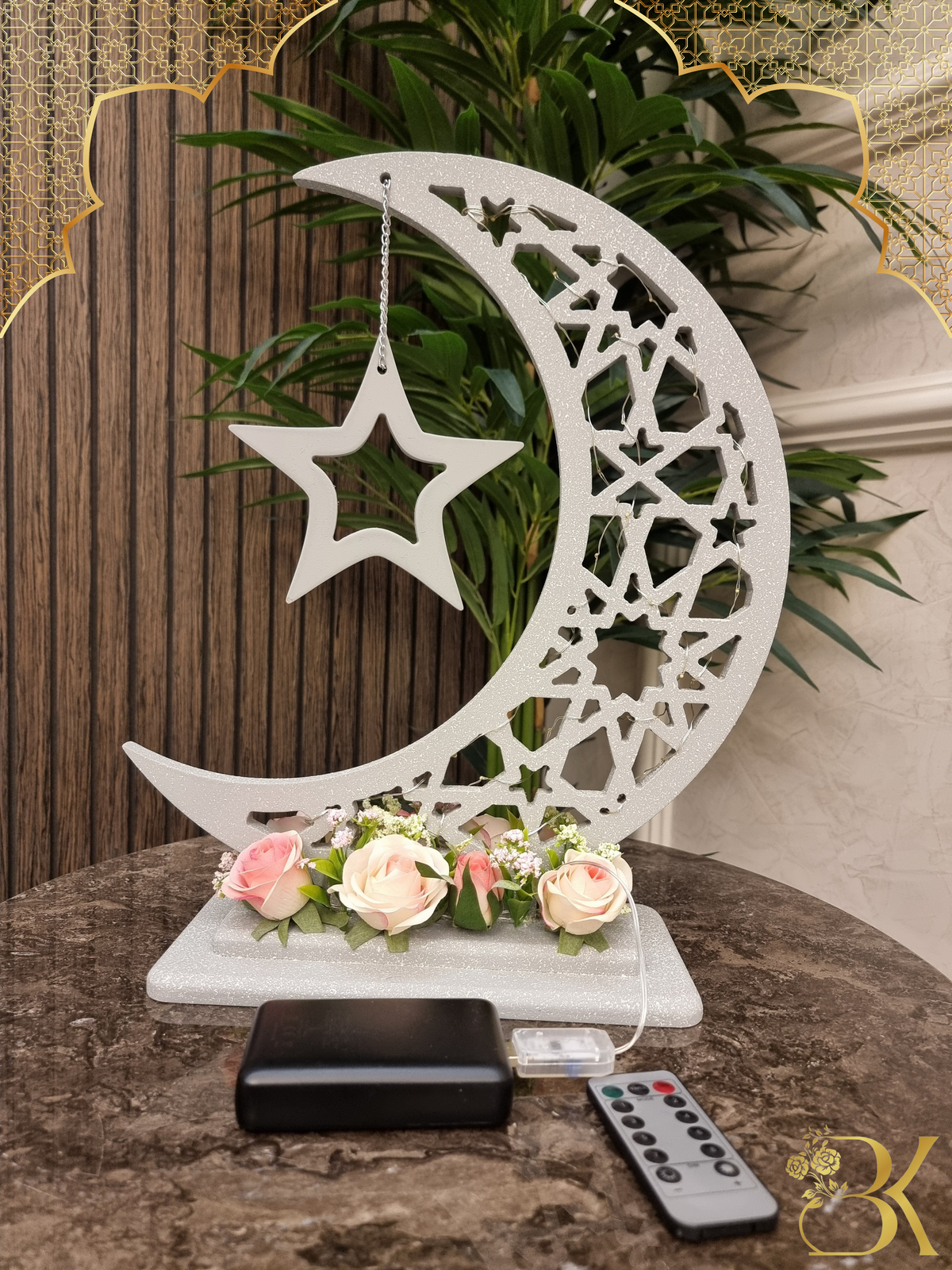 هلال رمضان صناعة يدوية من الخشب - 40 سم