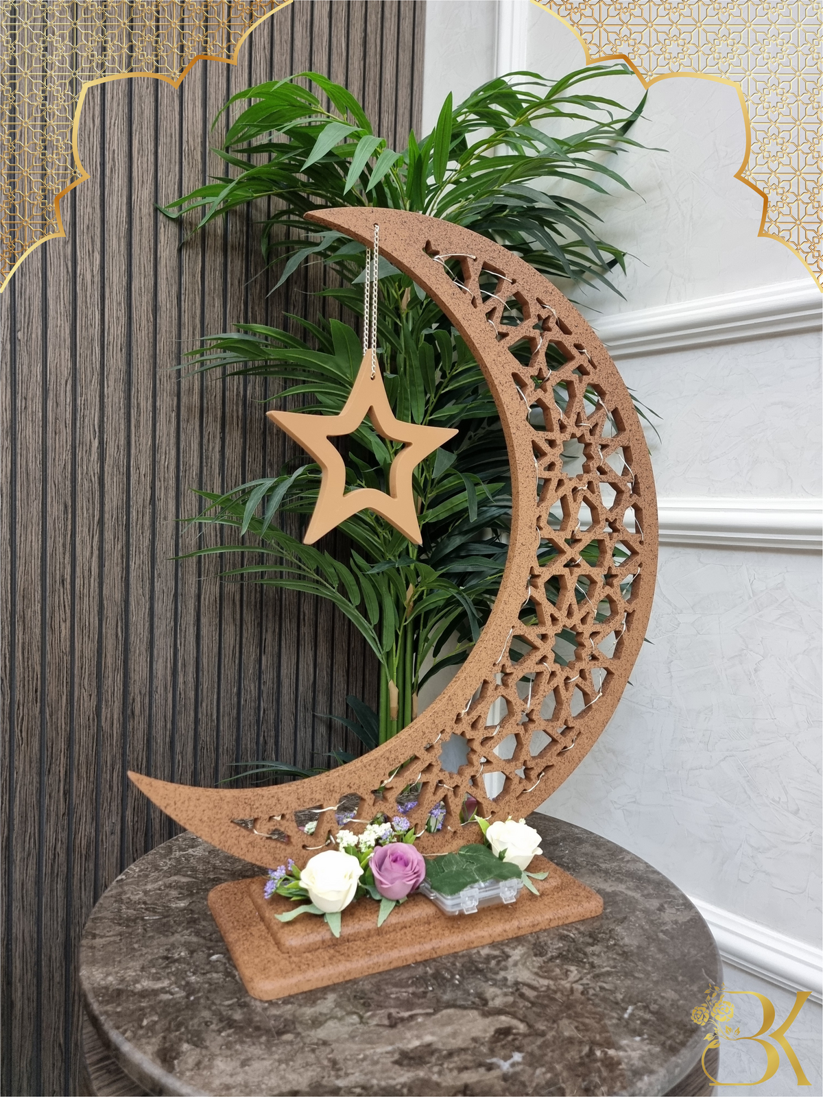 هلال رمضان صناعة يدوية من الخشب - 60 سم