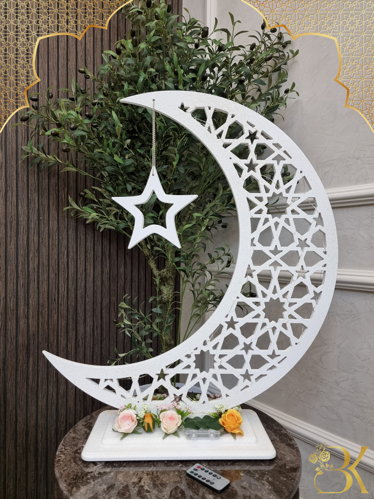 هلال رمضان صناعة يدوية من الخشب - 80 سم