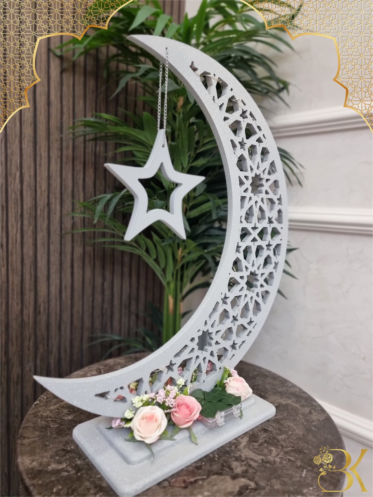 هلال رمضان صناعة يدوية من الخشب - 60 سم