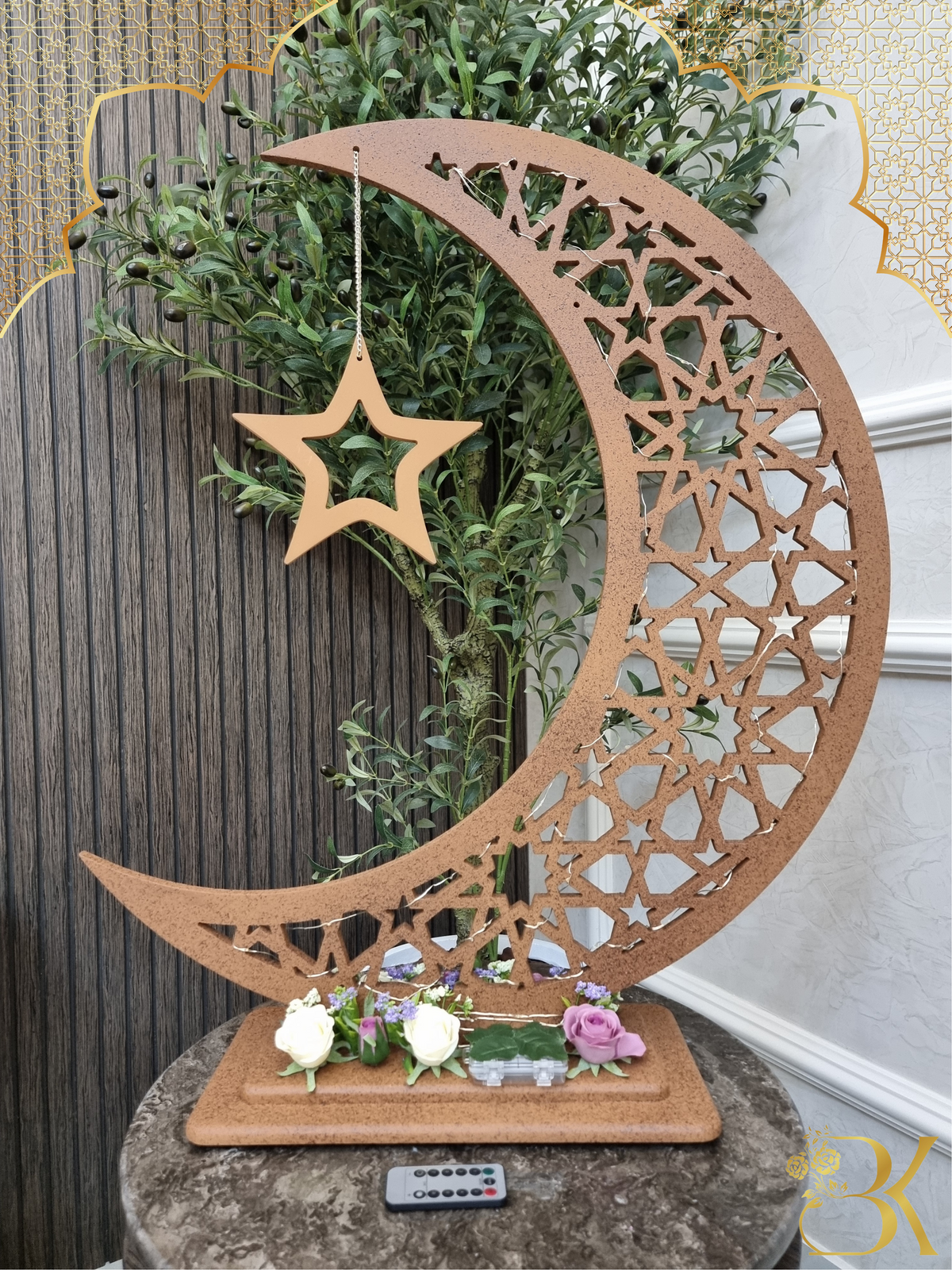هلال رمضان صناعة يدوية من الخشب - 80 سم
