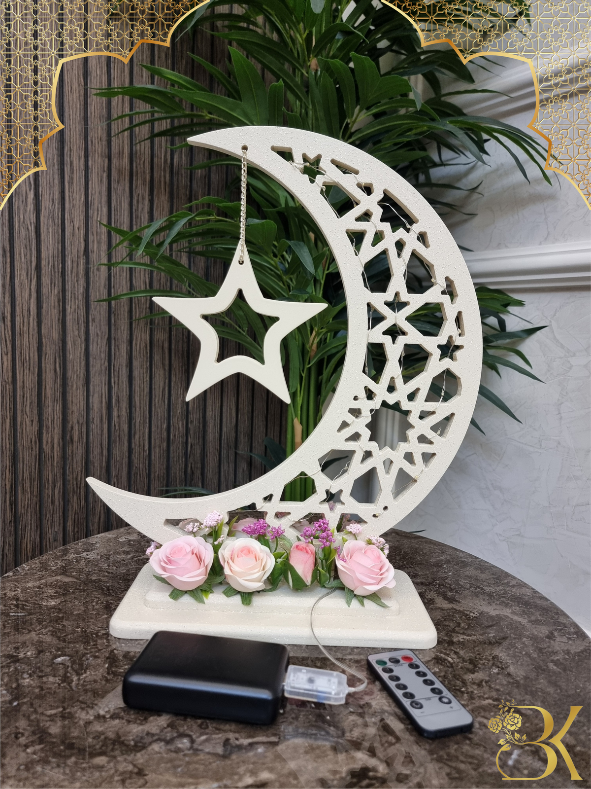 هلال رمضان صناعة يدوية من الخشب - 40 سم