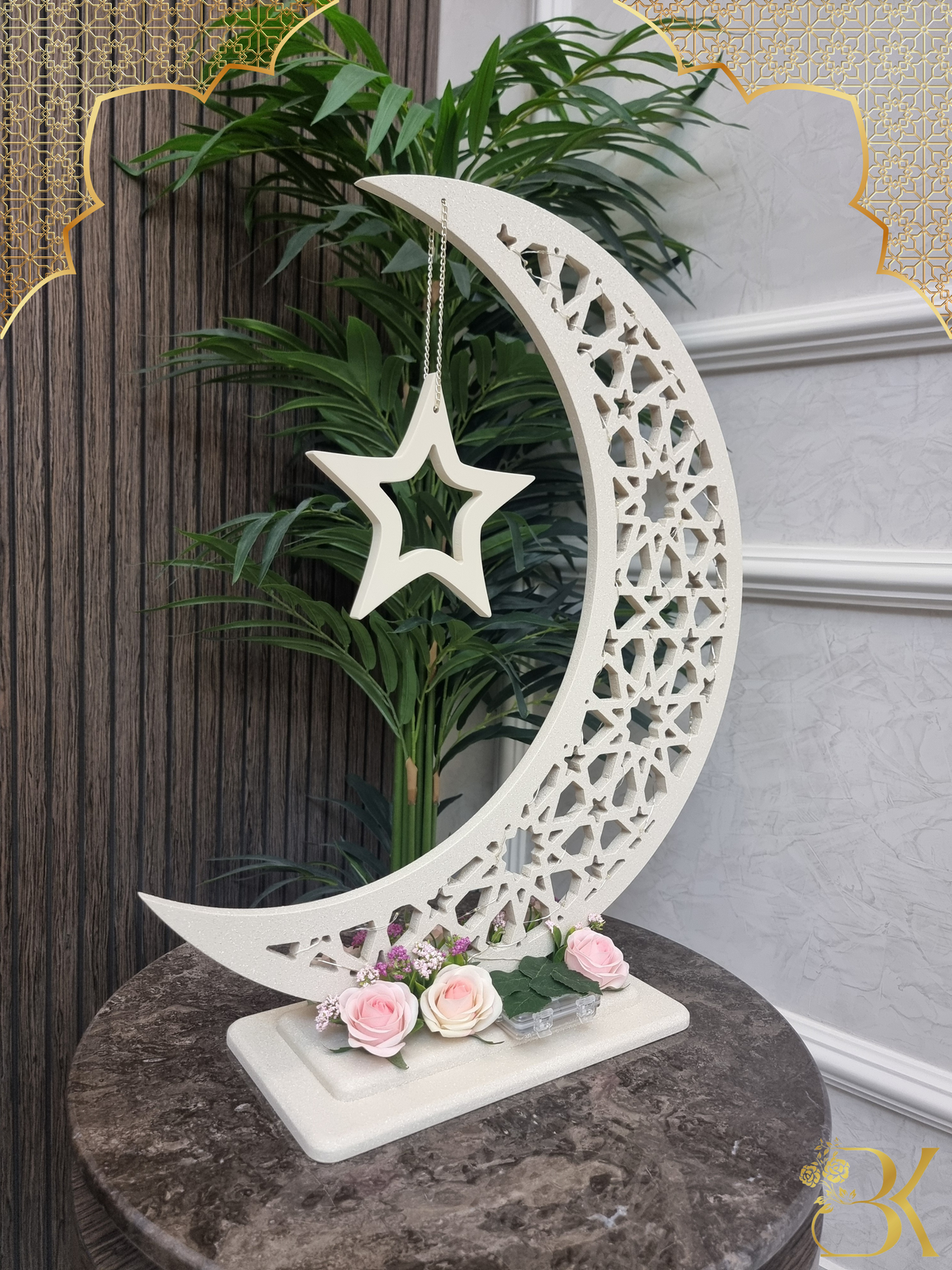 هلال رمضان صناعة يدوية من الخشب - 60 سم