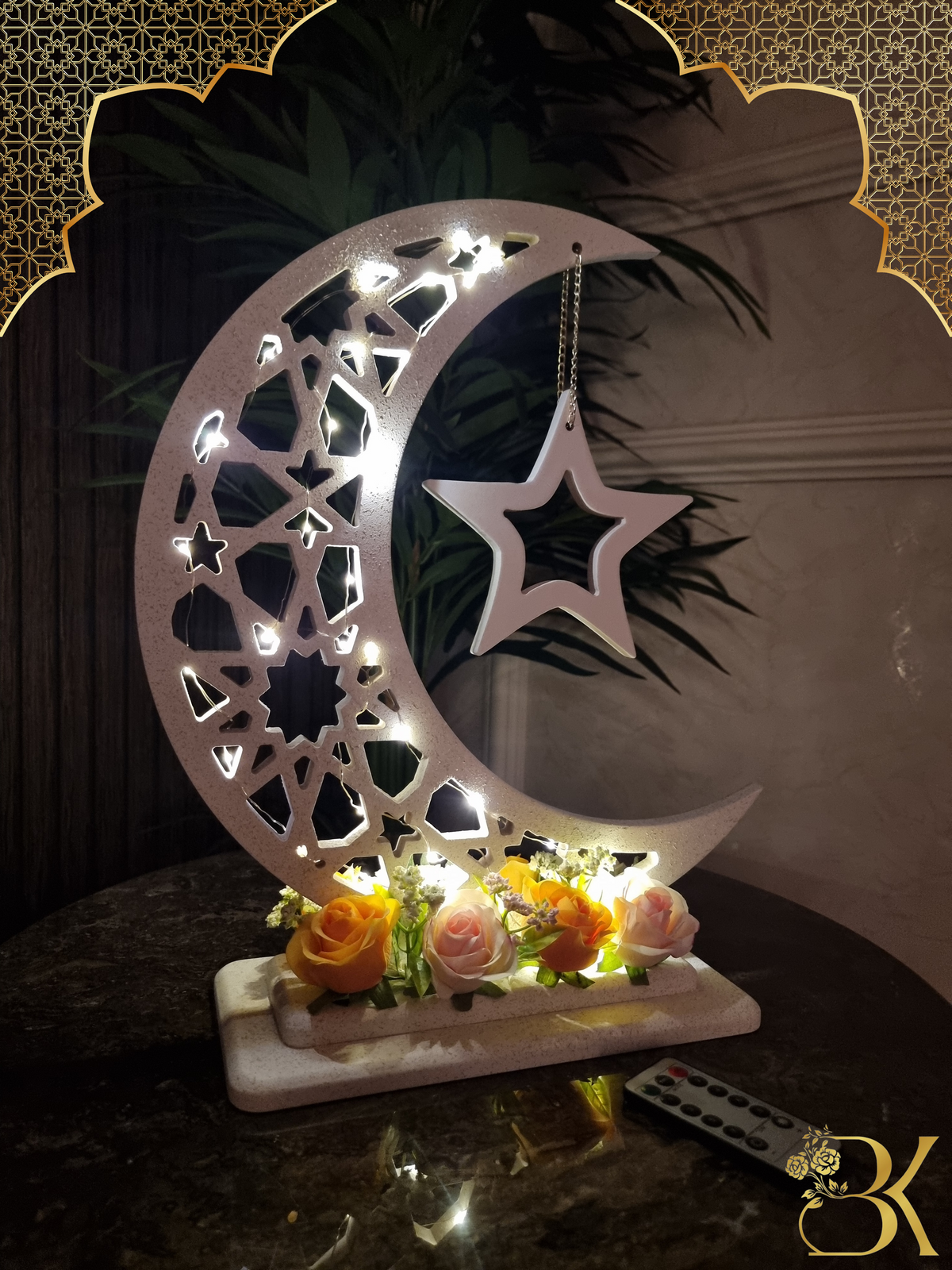 هلال رمضان صناعة يدوية من الخشب - 40 سم