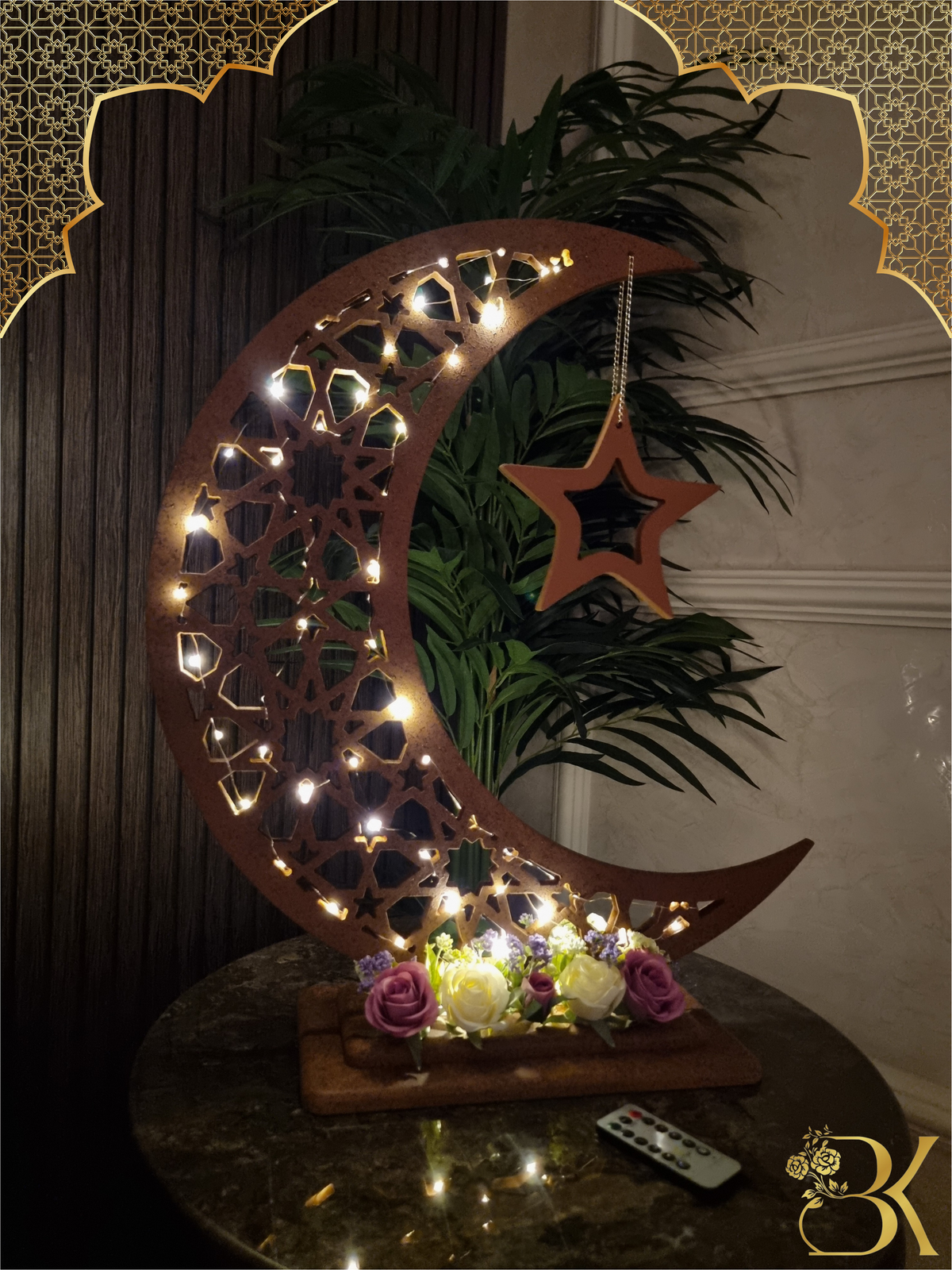 هلال رمضان صناعة يدوية من الخشب - 60 سم