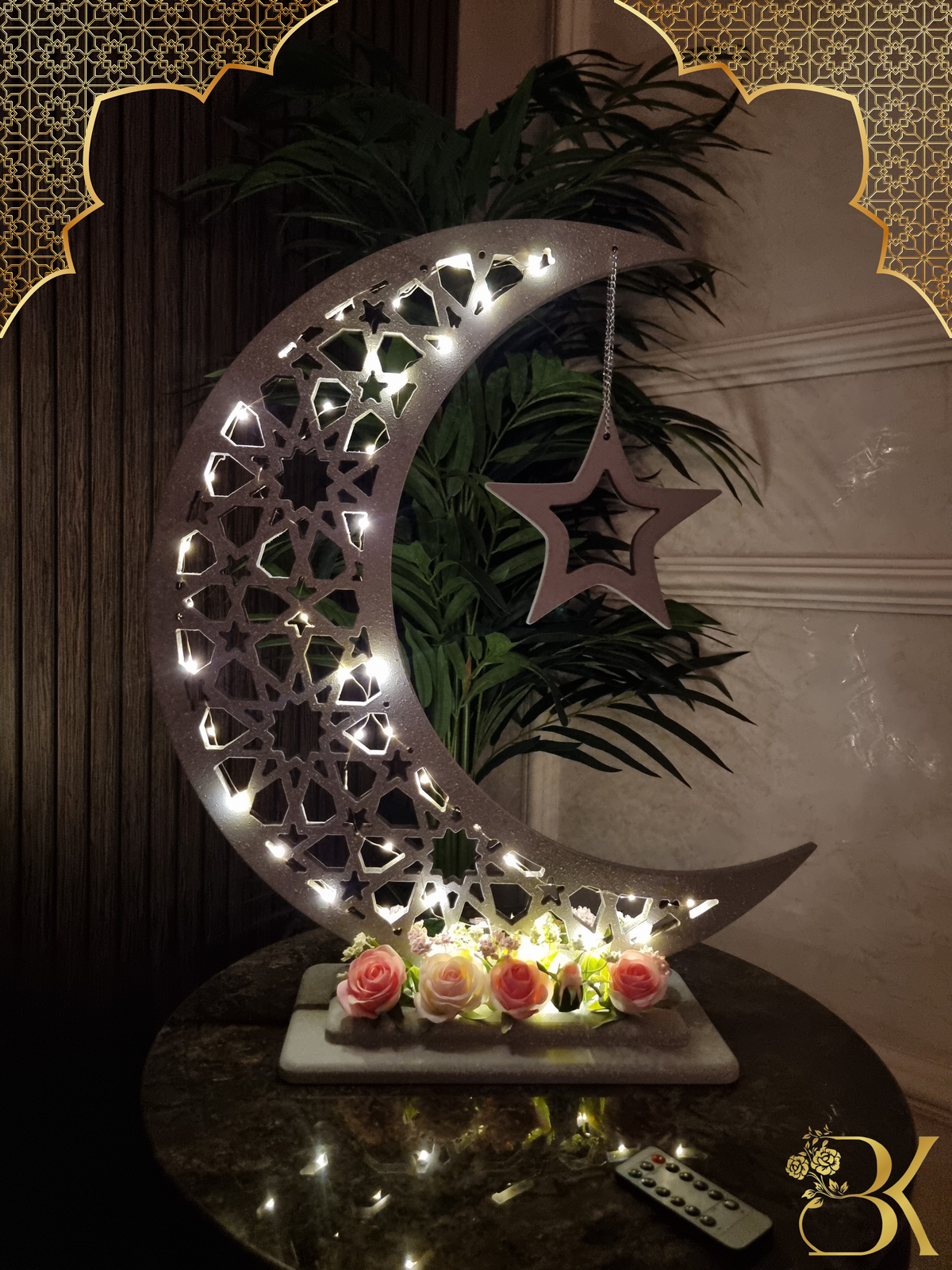 هلال رمضان صناعة يدوية من الخشب - 60 سم