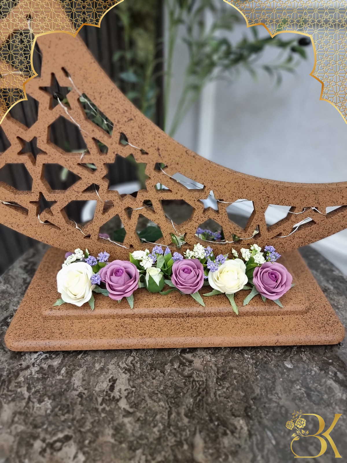 هلال رمضان صناعة يدوية من الخشب - 80 سم
