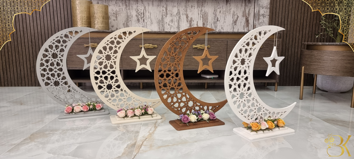 هلال رمضان صناعة يدوية من الخشب - 60 سم